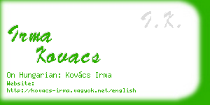 irma kovacs business card