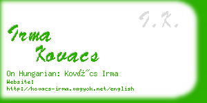 irma kovacs business card